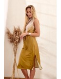 Subtle dress with a belt, olive PR91581 - Online store - Boutique